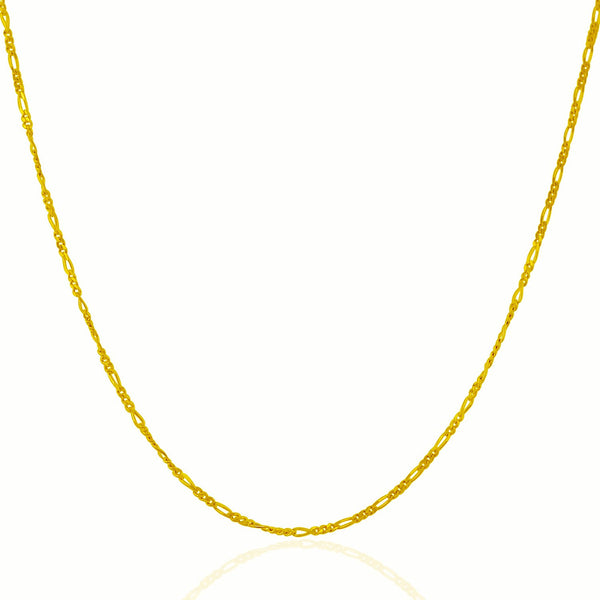 1.3mm 14K Yellow Gold Solid Figaro Chain