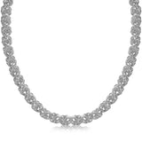 Sterling Silver Rhodium Plated Byzantine Motif Chain Necklace