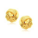 14K Yellow Gold interweaved Love Knot Stud Earrings
