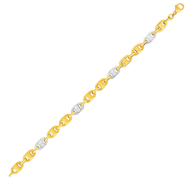 14K Two-Toned Yellow and White Gold Mariner Motif Link Bracelet