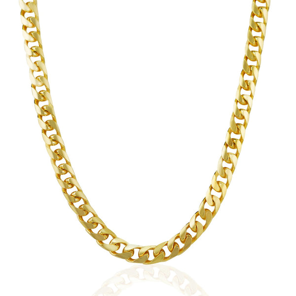 6.7mm 14K Yellow Gold Solid Miami Cuban Chain