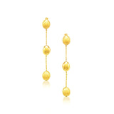 14K Yellow Gold Textured and Shiny Pebble Dangling Earrings