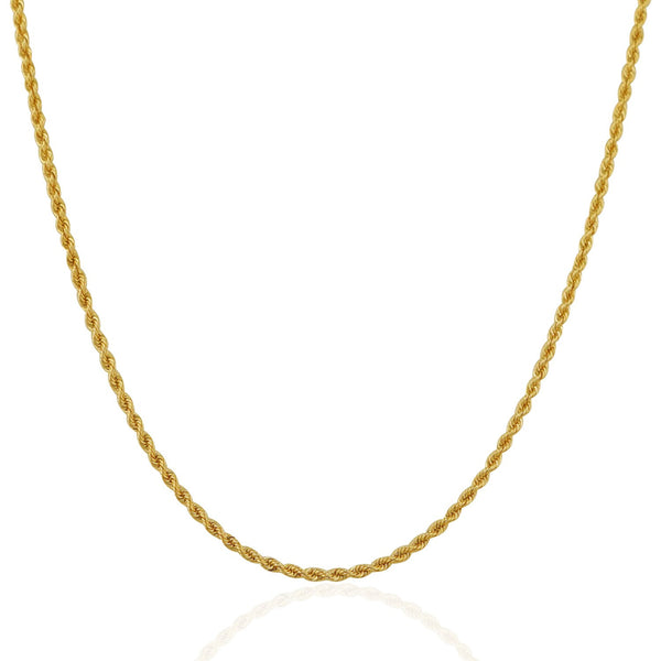 2.0mm 14K Yellow Gold Solid Rope Chain