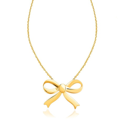 14K Yellow Gold Bow Necklace