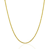 1.5mm 14K Yellow Gold Solid Diamond Cut Rope Chain