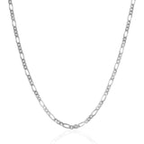 2.6mm 14K White Gold Solid Figaro Chain