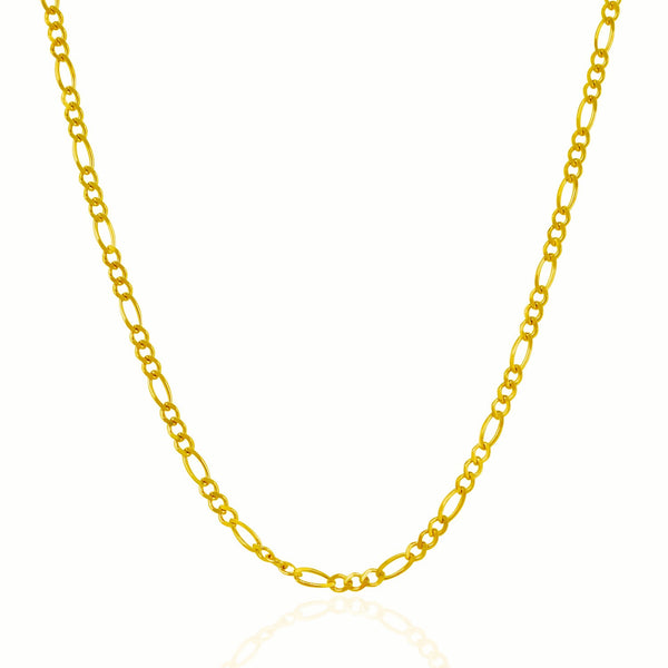 3.0mm 10K Yellow Gold Solid Figaro Chain
