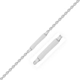 14K White Gold Figaro Chain Fancy Children's ID Bracelet