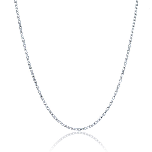 1.5mm Sterling Silver Rhodium Plated Cable Chain