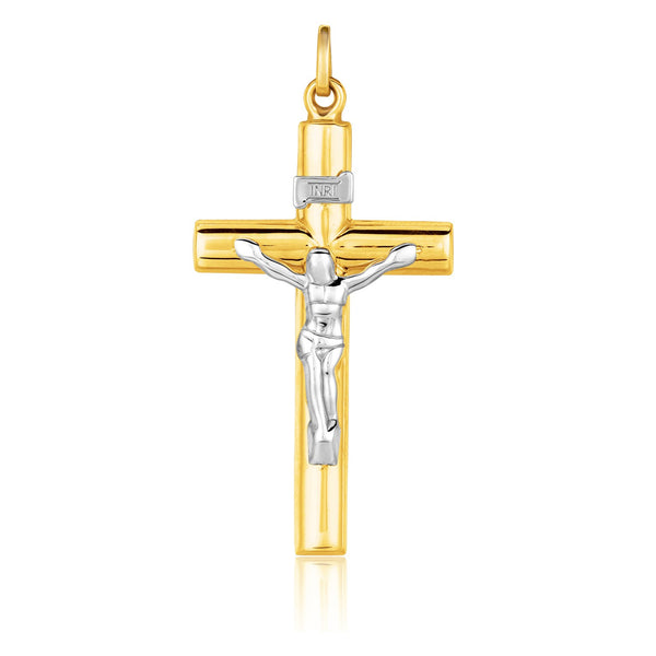 14K Two Tone Gold Cross Pendant