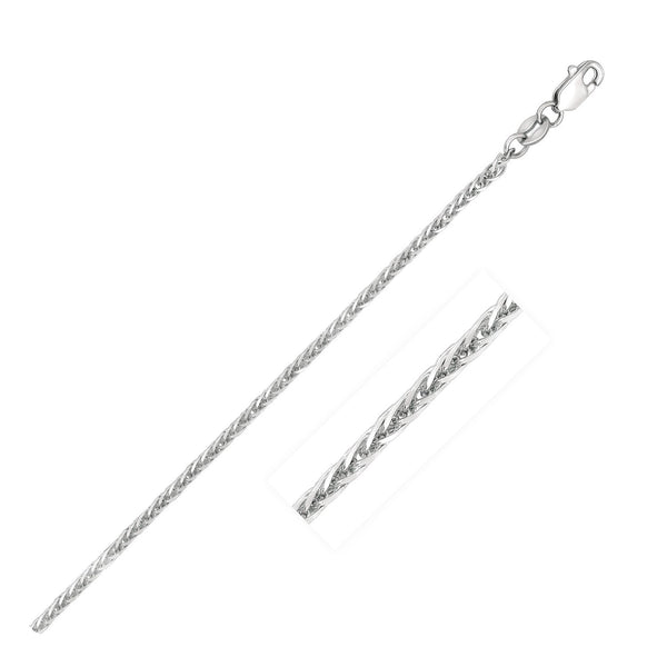 14K White Gold 1.8mm Square Wheat Chain