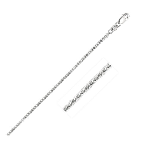 14K White Gold 1.8mm Square Wheat Chain