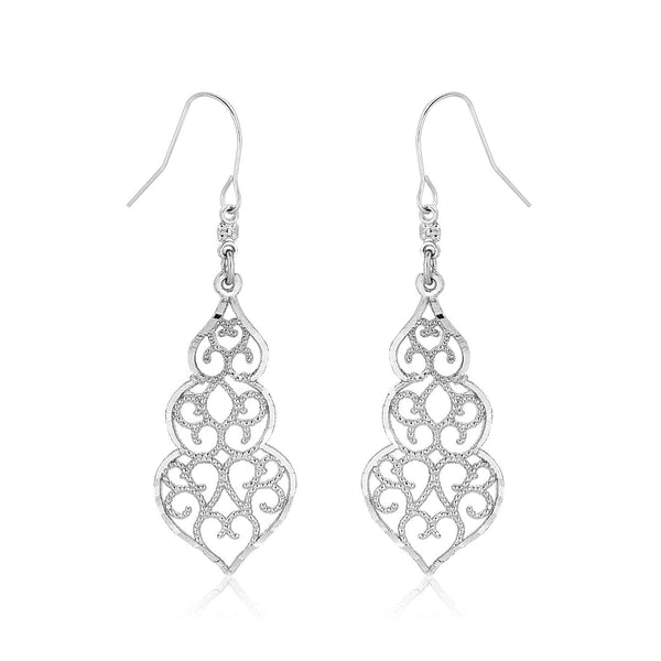 10K White Gold Fancy Drop Earrings