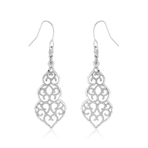 10K White Gold Fancy Drop Earrings