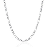 3.8mm 14K White Gold Solid Figaro Chain