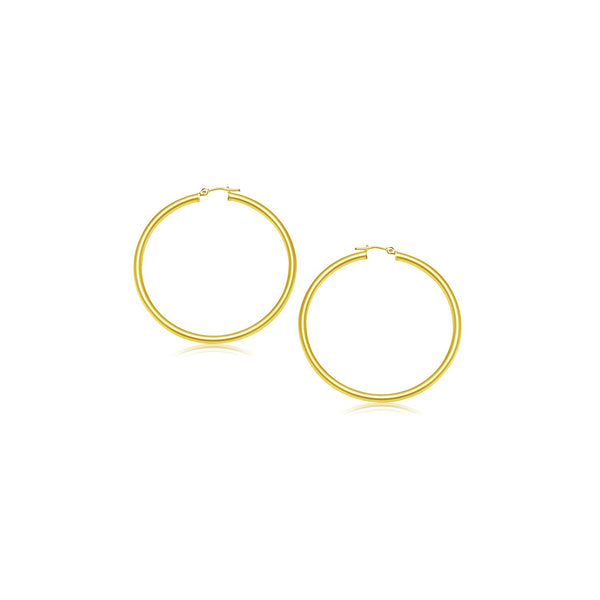 14K Yellow Gold Polished Hoop Earrings (15 mm)