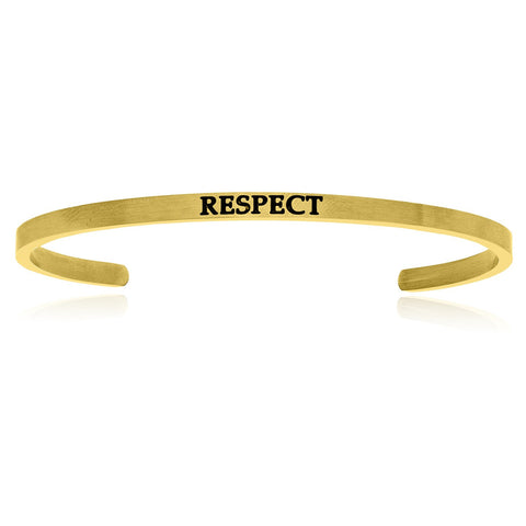 Yellow Stainless Steel Respect Cuff Bracelet