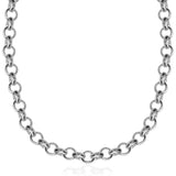 Sterling Silver Rhodium Plated Classic Rolo Chain Necklace
