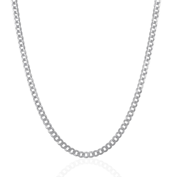 3.6mm 14K White Gold Solid Curb Chain