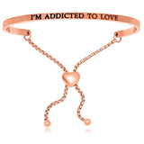 Pink Stainless Steel I'm Addicted To Love Adjustable Bracelet