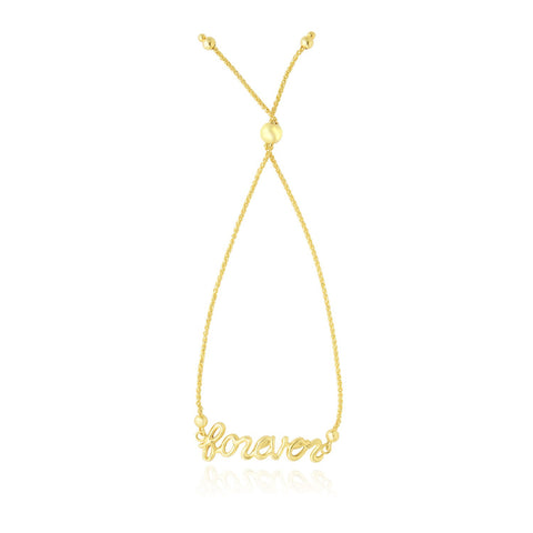 14K Yellow Gold FOREVER Ajustable Lariat Design Bracelet
