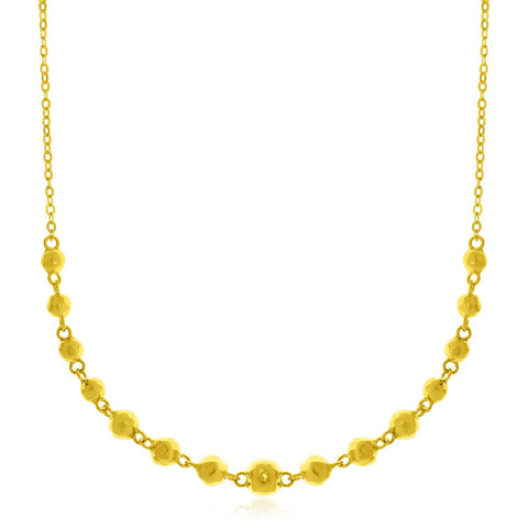 14K Yellow Gold Chain Necklace with Faceted Beads