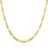 3.1mm 14K Yellow Gold Solid Figaro Chain