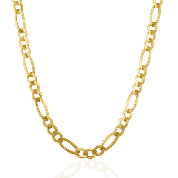 6.0mm 14K Yellow Gold Solid Figaro Chain