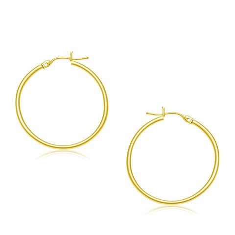 14K Yellow Gold Polished Hoop Earrings (30 mm)
