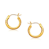 14K Yellow Gold Fancy Diamond Cut Hoop Earrings (5/8 inch Diameter)