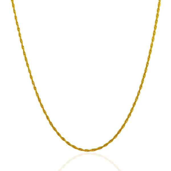 1.5mm 10K Yellow Gold Solid Diamond Cut Rope Chain