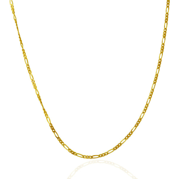 1.9mm 14K Yellow Gold Solid Figaro Chain