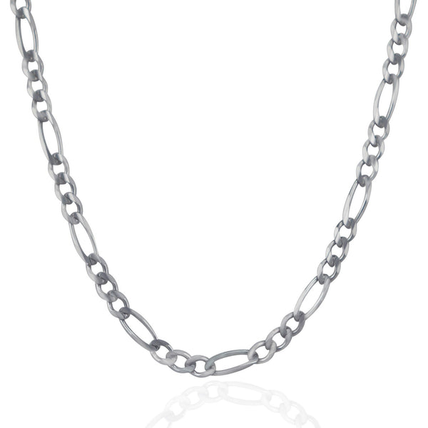 4.6mm 14K White Gold Solid Figaro Chain