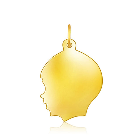 14K Yellow Gold Large Boy Head Charm
