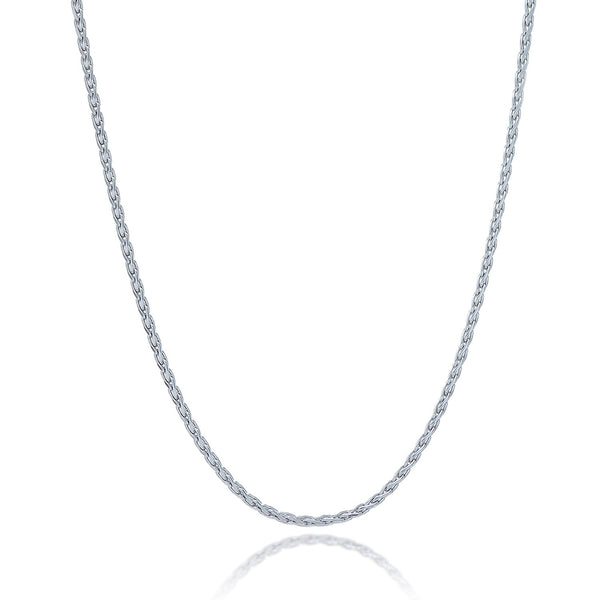 1.5mm Sterling Silver Rhodium Plated Wheat Chain