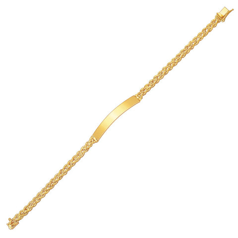 14K Yellow Gold ID Bracelet with Double Rope Chain