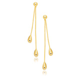 14K Yellow Gold Double Drop Long Earrings