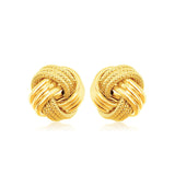 14K Yellow Gold Love Knot with Ridge Texture Earrings