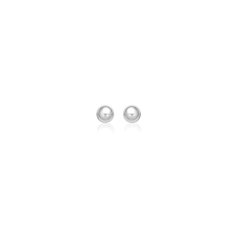 14K White Gold Classic Round Stud Earrings (5.0 mm)