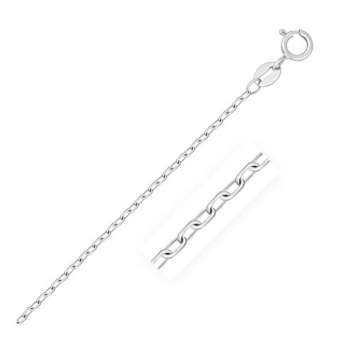 1.3mm 14K White Gold Faceted  Cable Link Chain