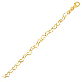 14K Yellow Gold Open Heart Link Bracelet