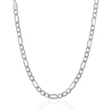 Rhodium Plated 5.5mm Sterling Silver Figaro Style Chain