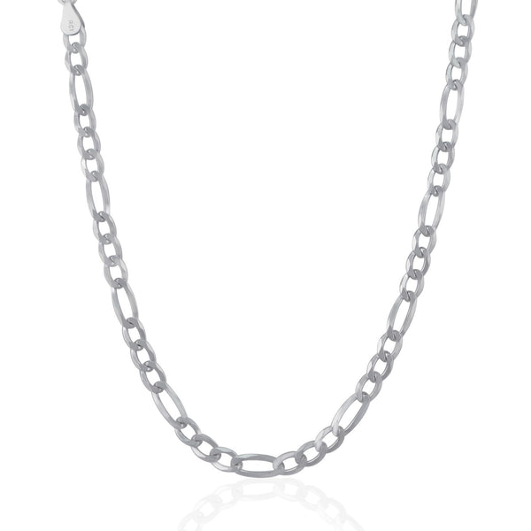 Rhodium Plated 5.5mm Sterling Silver Figaro Style Chain
