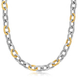 18K Yellow Gold and Sterling Silver Rhodium Plated Diamond Cut Chain Necklace