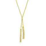 14K Yellow Gold Popcorn Chain Necklace with Lariat Design