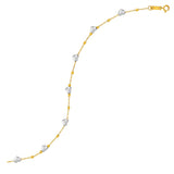 14K Two-Tone Yellow and White Gold Heart and Chain Bracelet