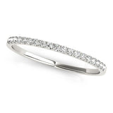 14K White Gold Slim Pave Set Diamond Wedding Band (1/8 ct. tw.)