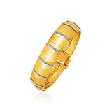 14K Two-Tone Yellow and White Gold Cleopatra Style Bracelet