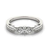 Two Stone Diamond Ring With Milgrain Design In 14K White Gold (3/4 ct. tw.)