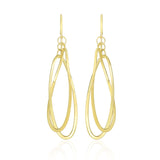 14K Yellow Gold Tube Style Entwined Open Oval Drop Earrings